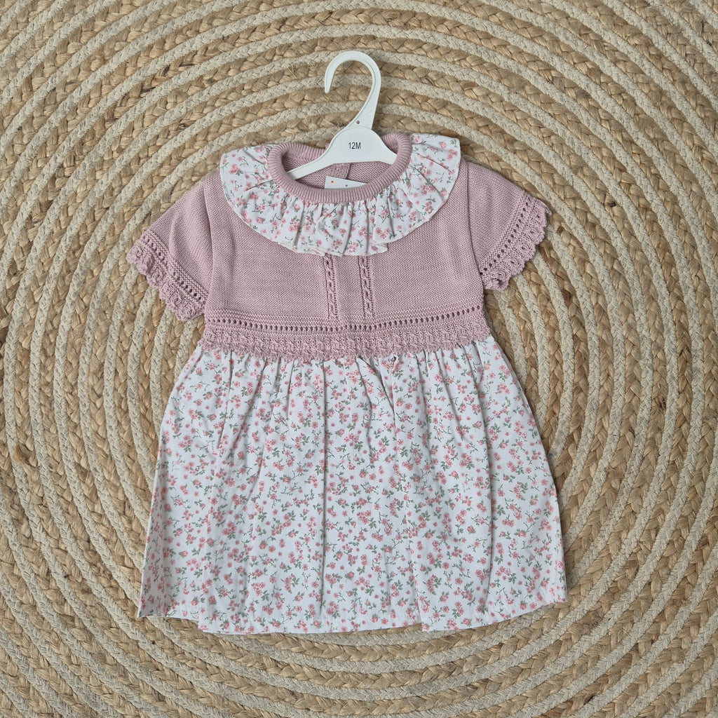 Vestido flores rosa empolvado