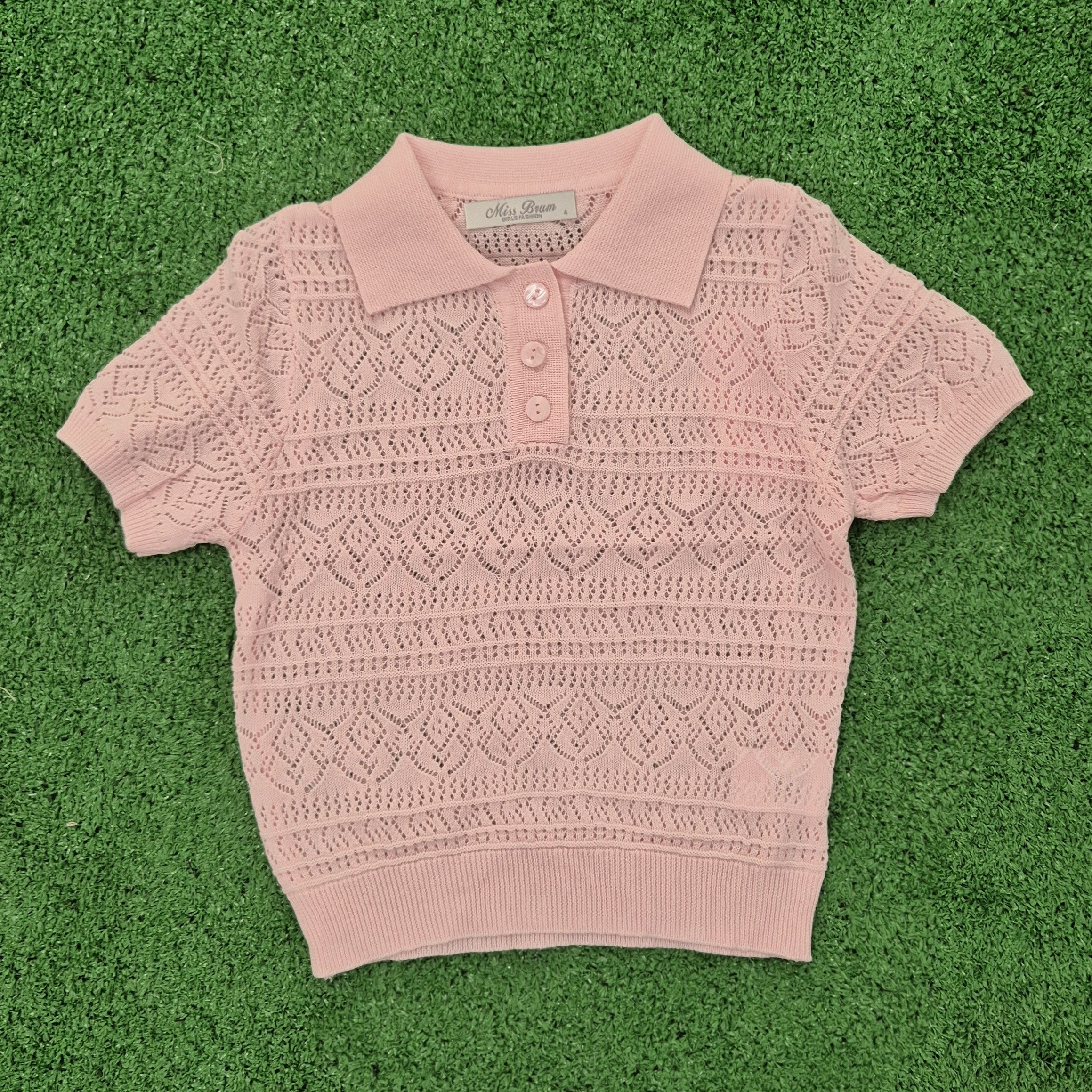 Camiseta hilo calada rosa