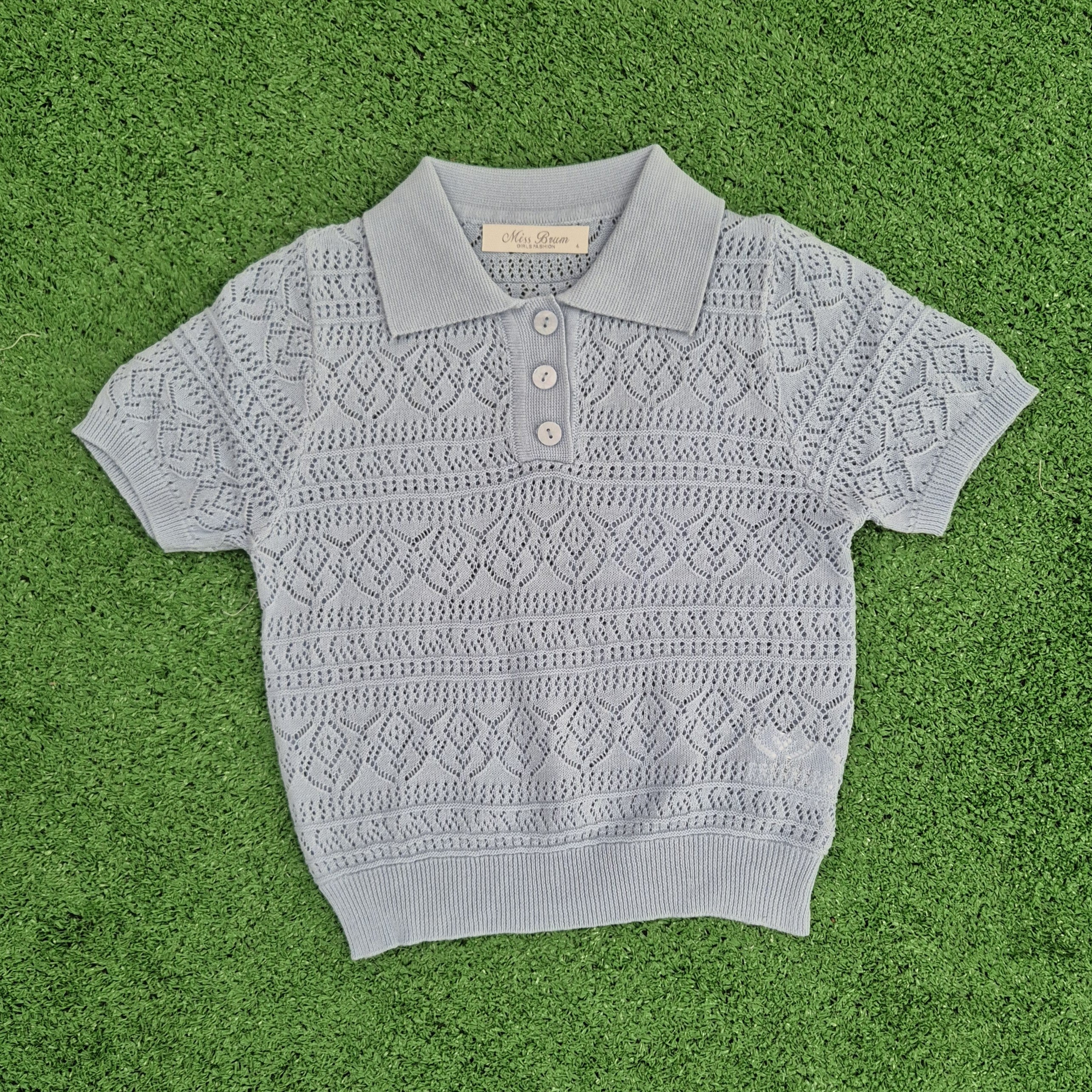 Camiseta hilo calada azul