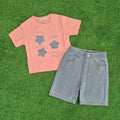 Conjunto Florjeans rosa