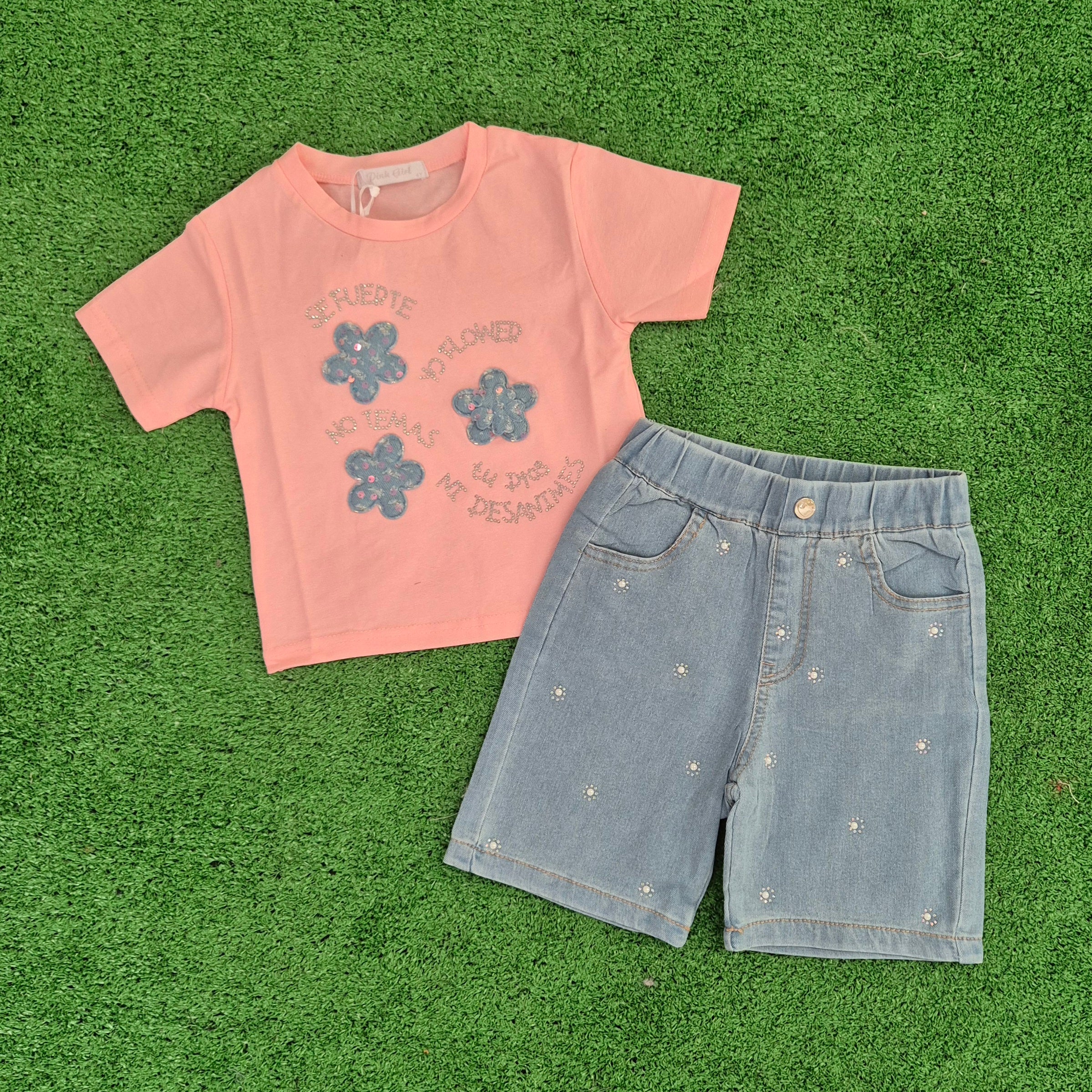 Conjunto Florjeans rosa