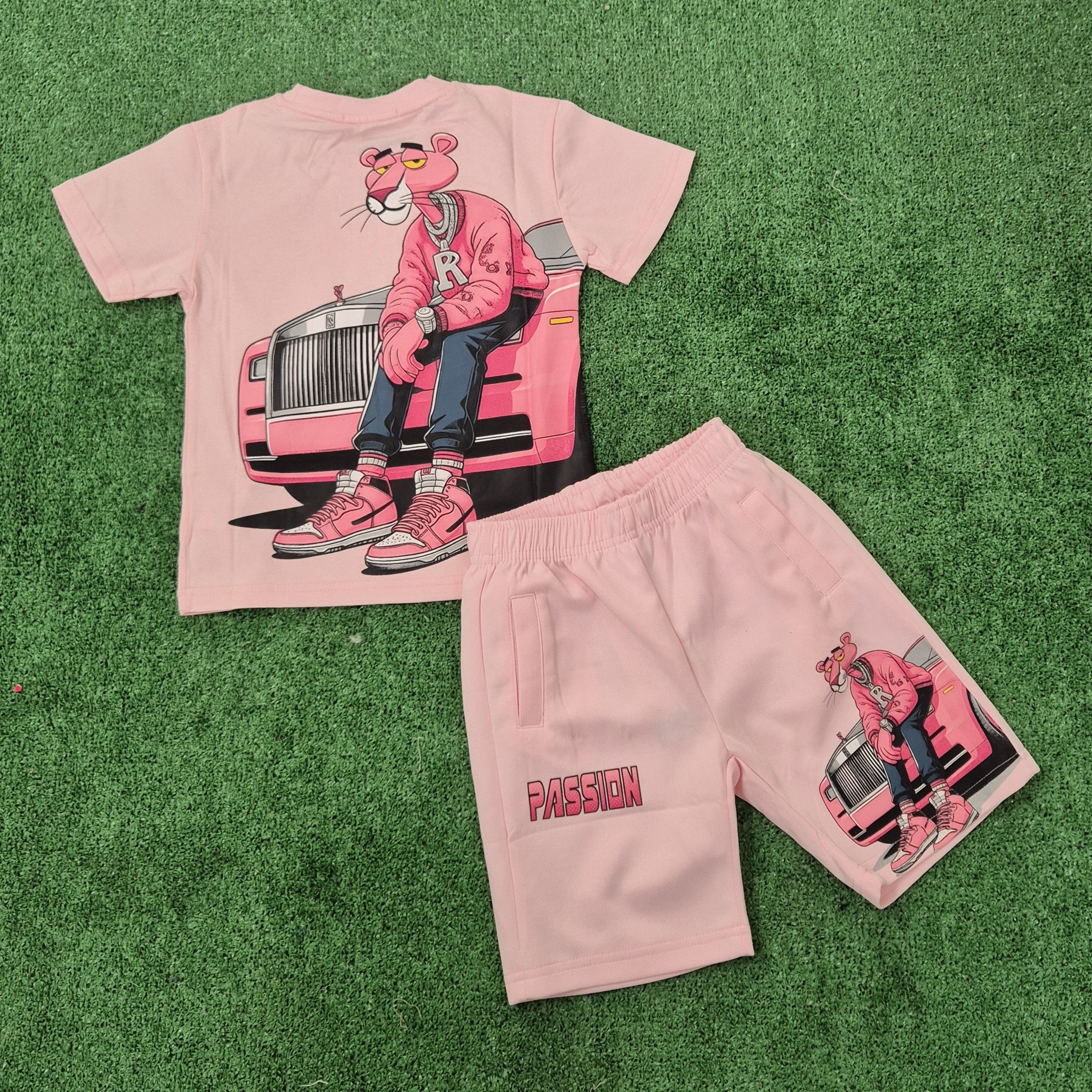 Conjunto Pantera coche rosa