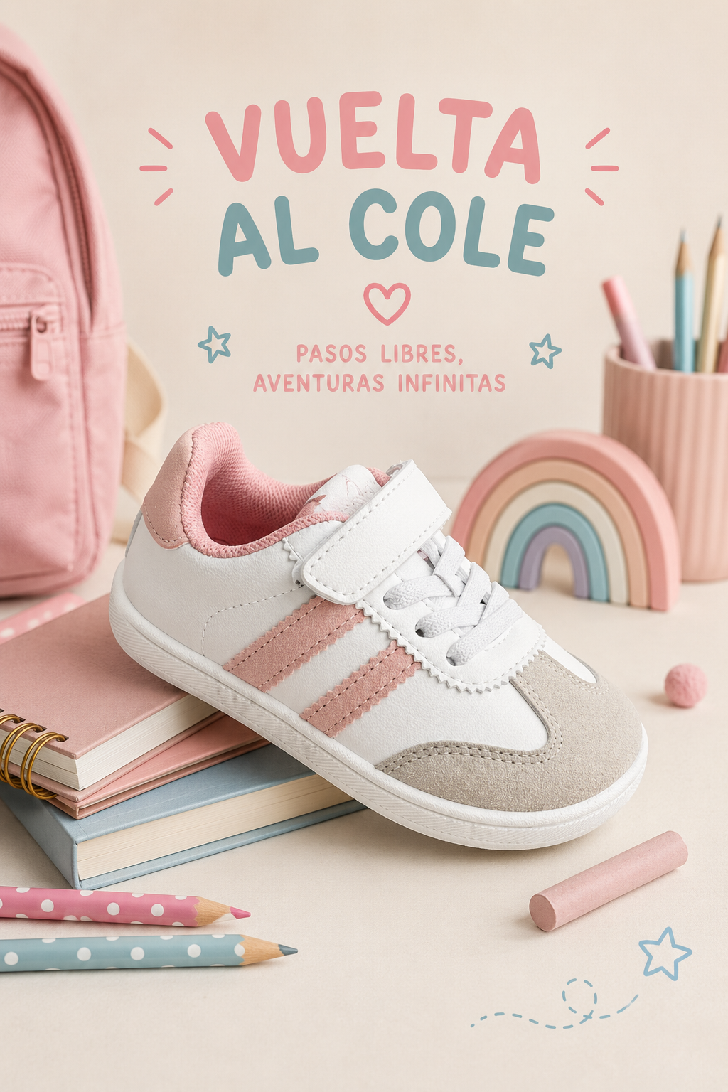 Deportiva Barefoot baby blanca rosa