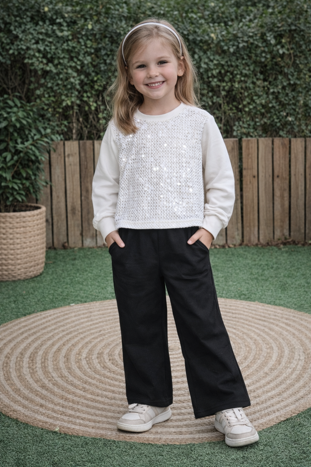 Conjunto lentejuela blanco