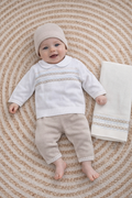 Conjunto + Gorro + Toquilla beige