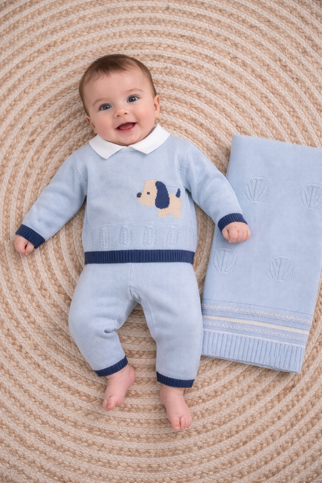 Conjunto + Toquilla perro azul