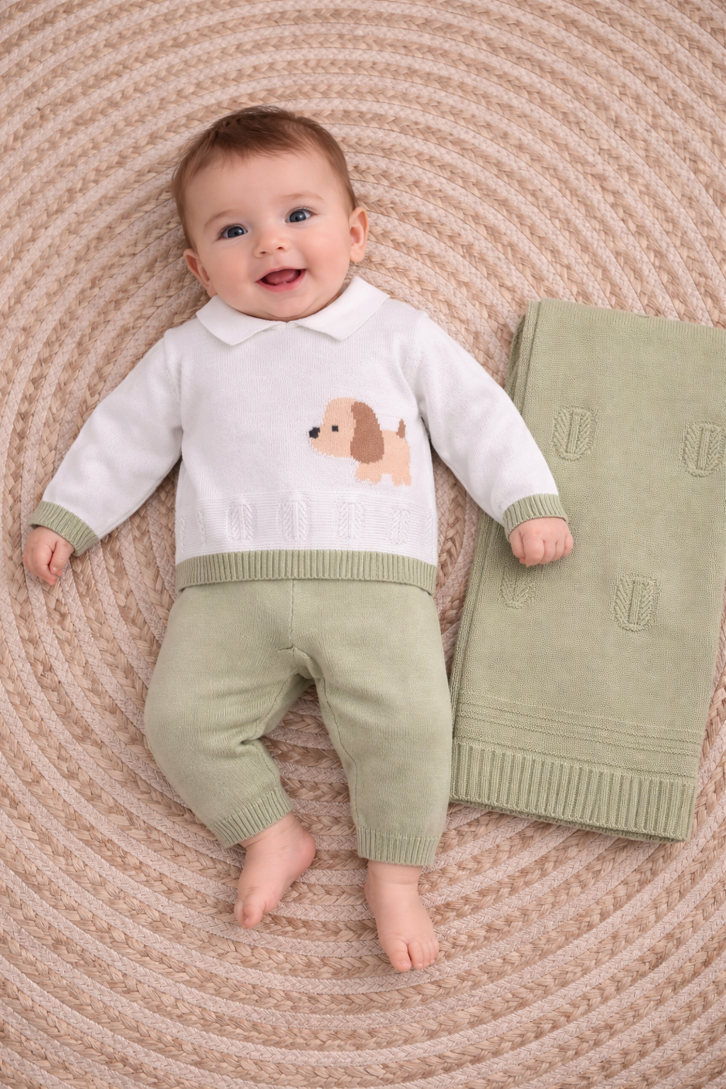 Conjunto + Toquilla perro verde