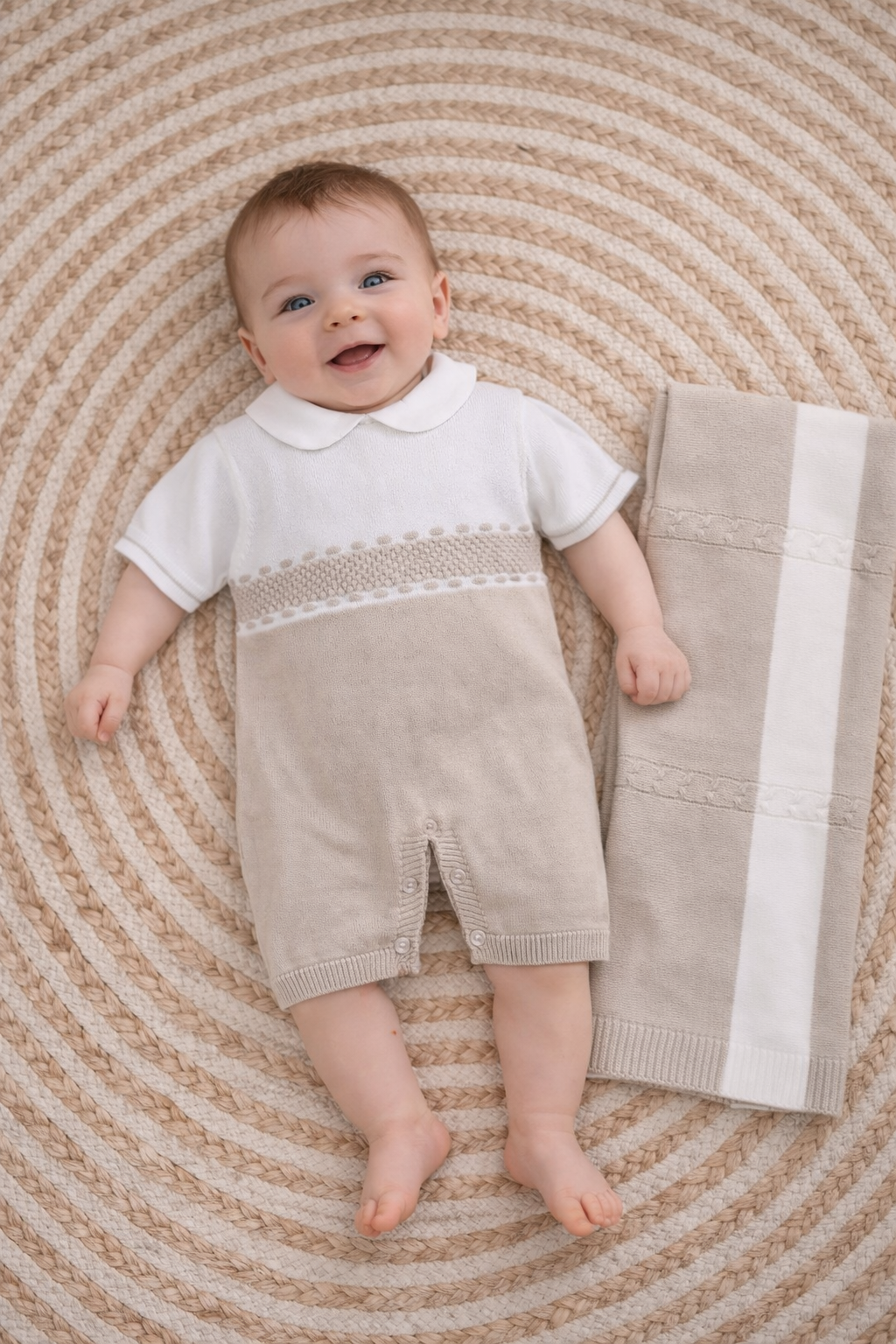 Pelele + Gorro + Toquilla combi beige