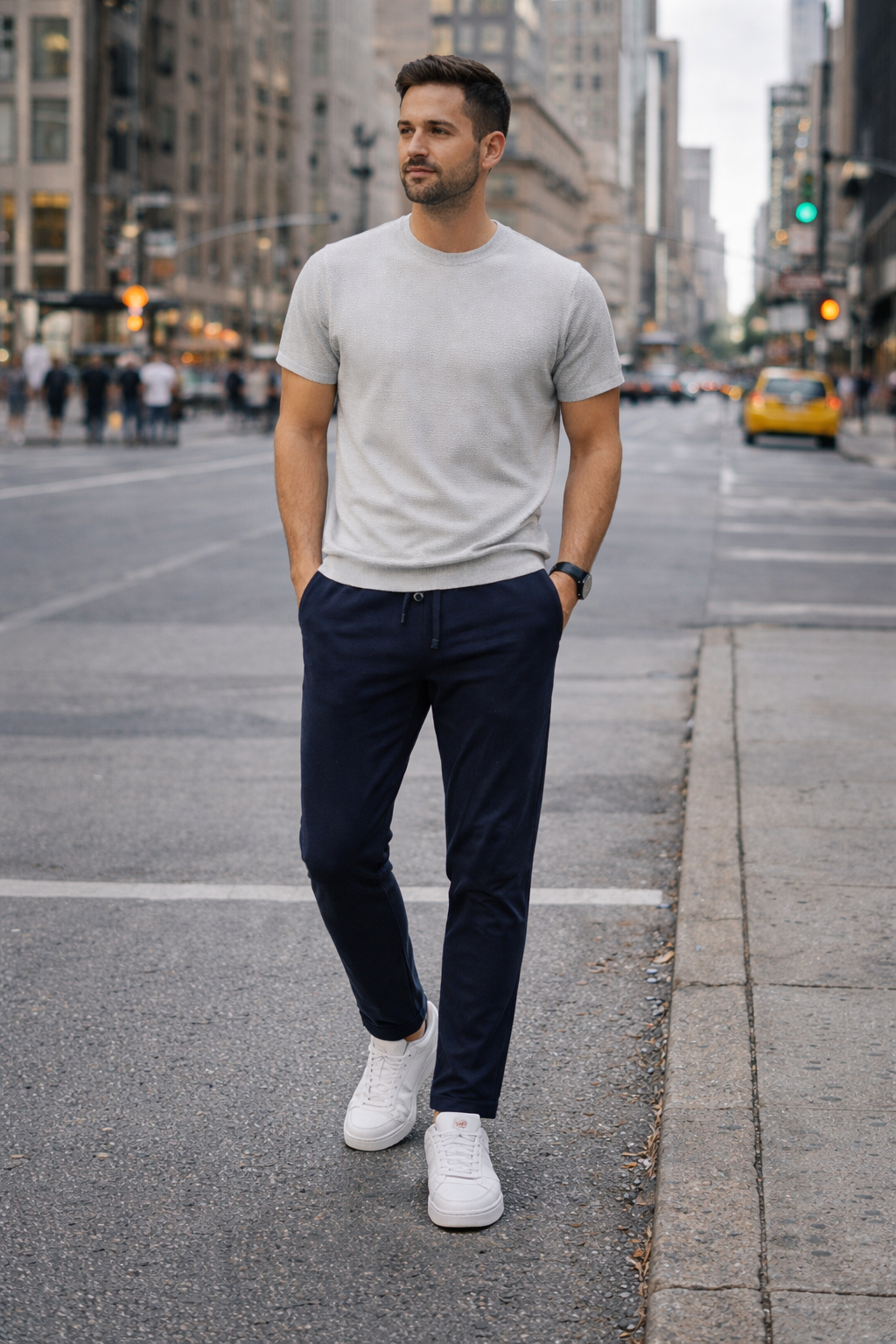 Pantalon boton marino