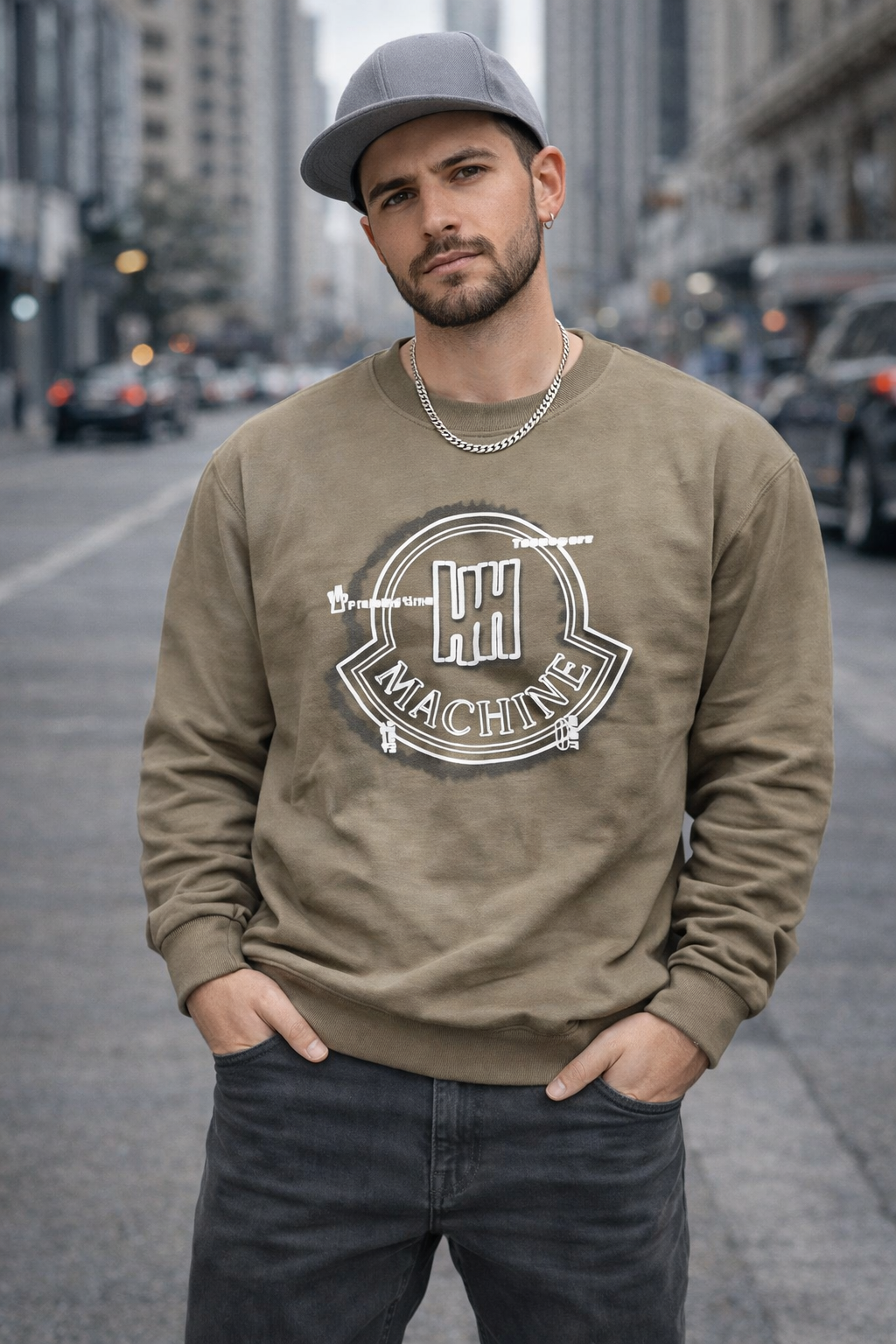 Sudadera machine beige