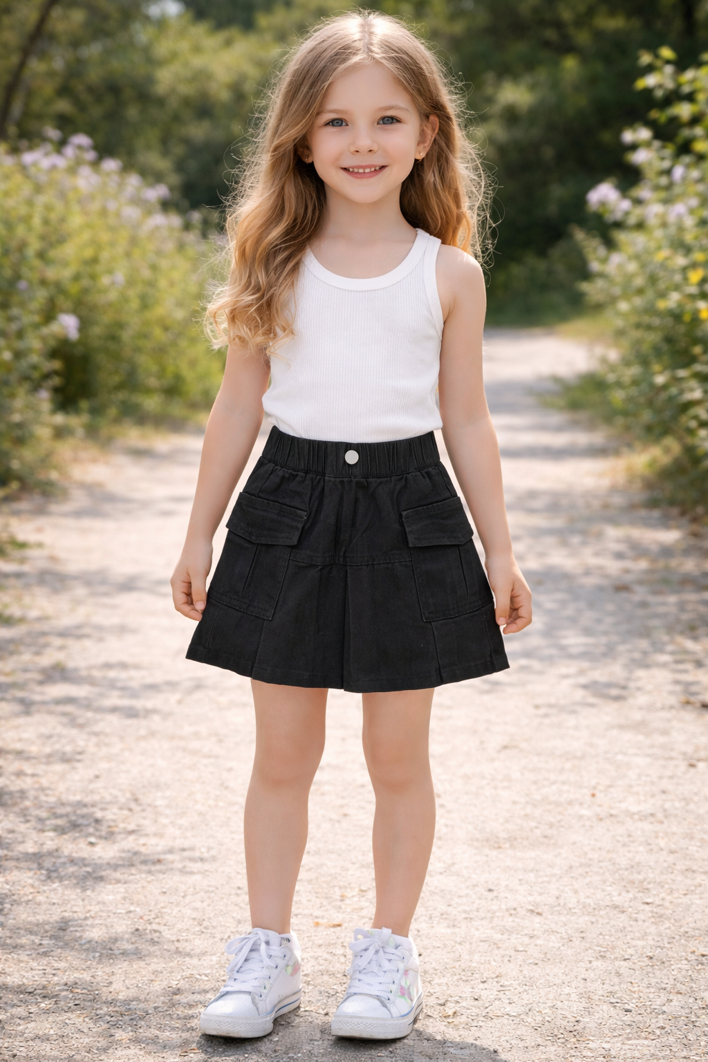 Falda bolsillos negra