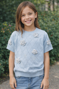 Camiseta Flores Hilo Azul