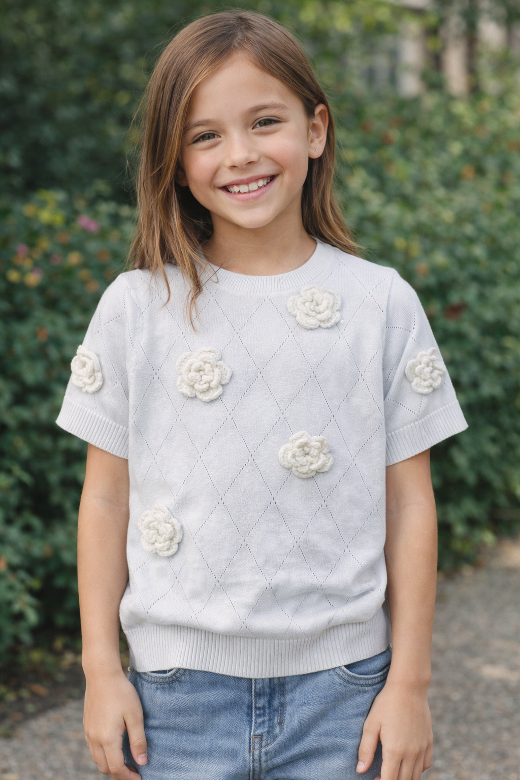 Camiseta Flores Hilo Blanca