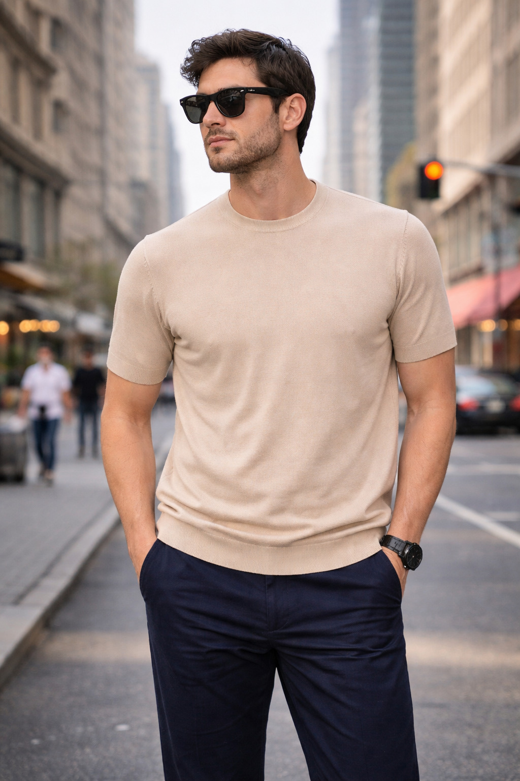 Camiseta hilo beige