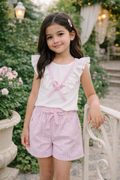 Conjunto lazo vichy rosa