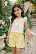 Conjunto lazo vichy amarillo