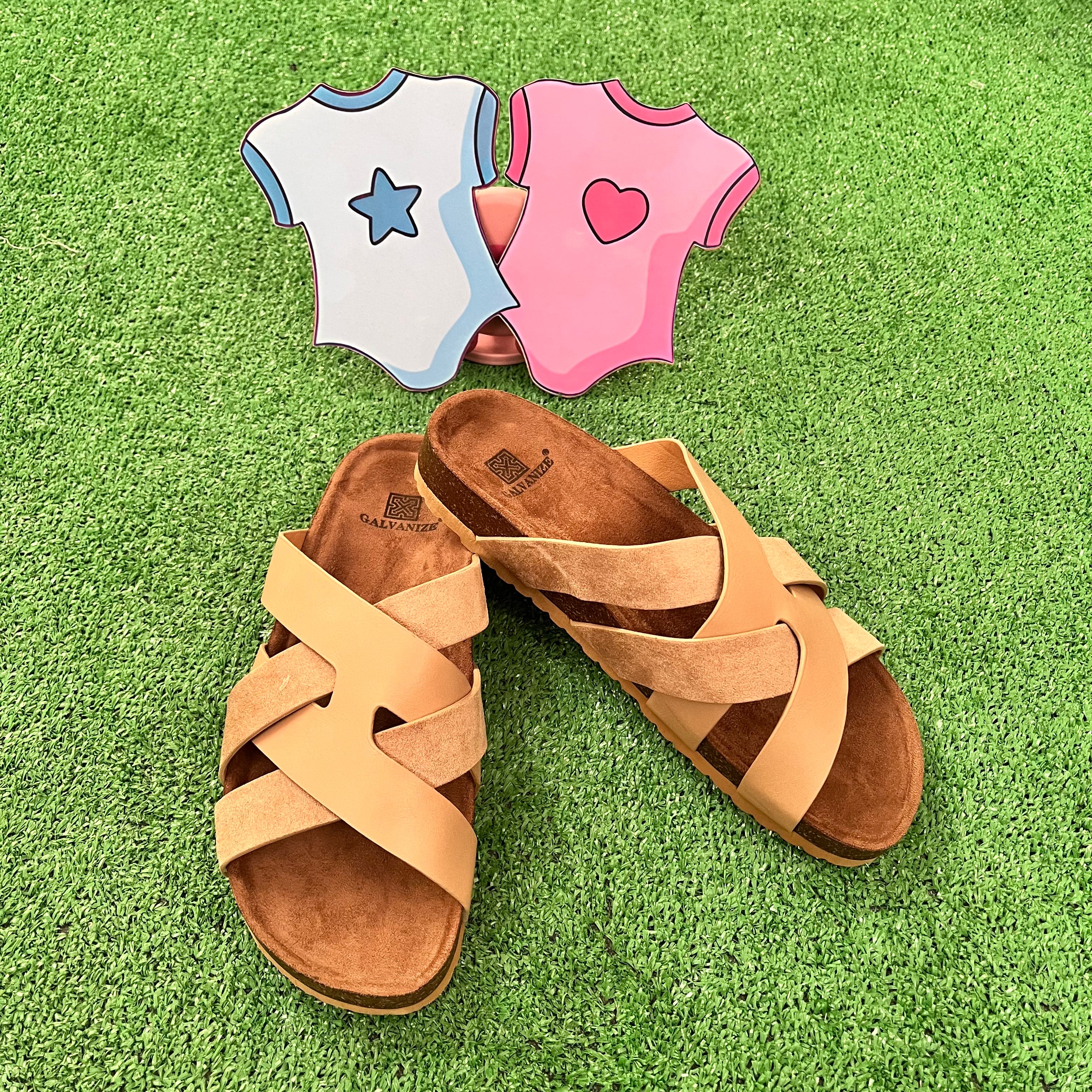 Sandalia hombre cruzada beige