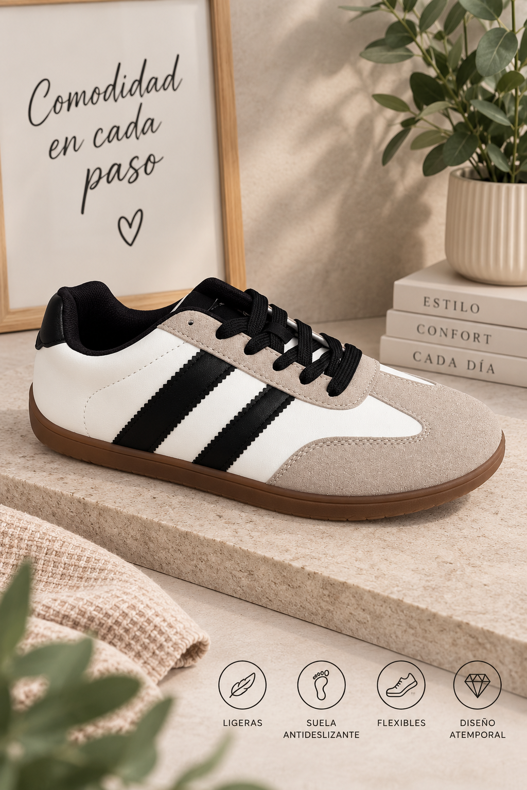Deportiva Barefoot blanca negra