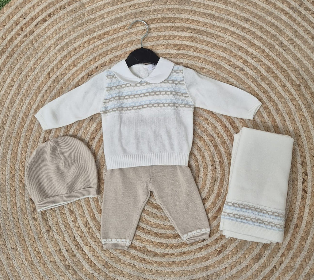 Conjunto + Gorro + Toquilla beige