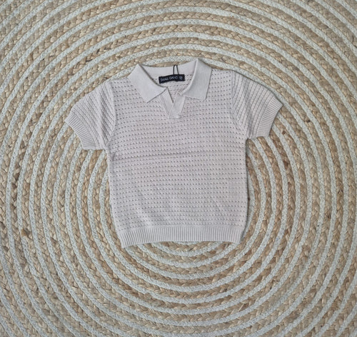 Camiseta cuello beige