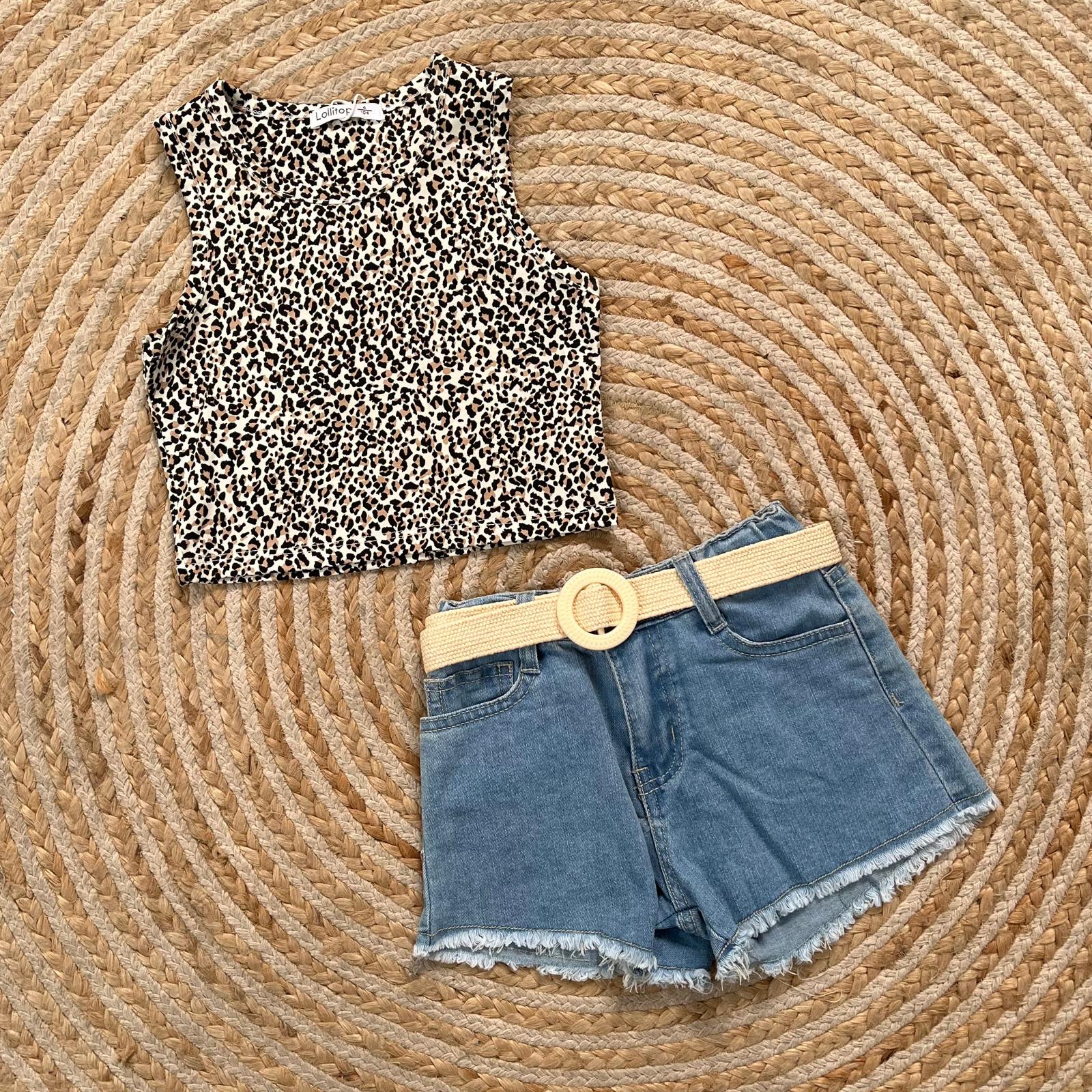 conjunto leopardo beige