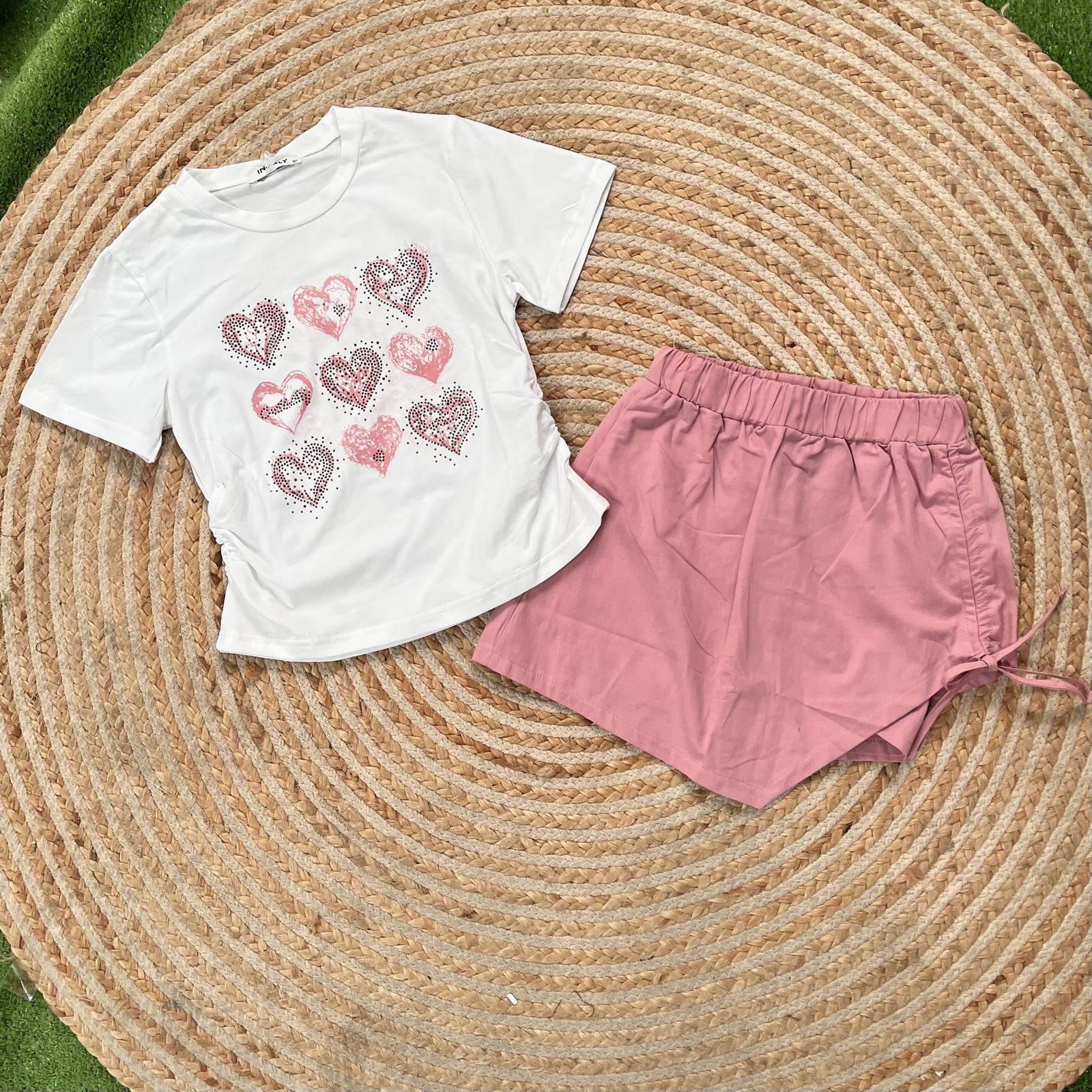 Conjunto brilli falda rosa