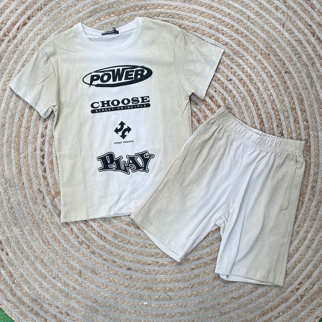 Conjunto power beige