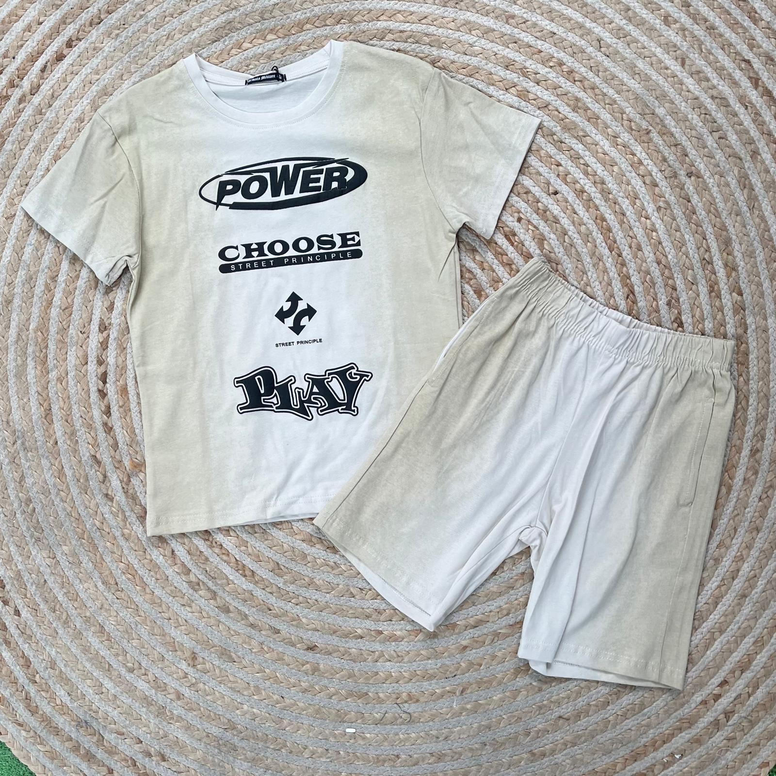 Conjunto power beige