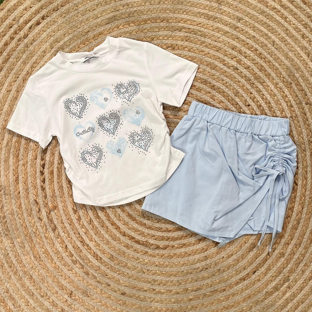 Conjunto brilli falda azul