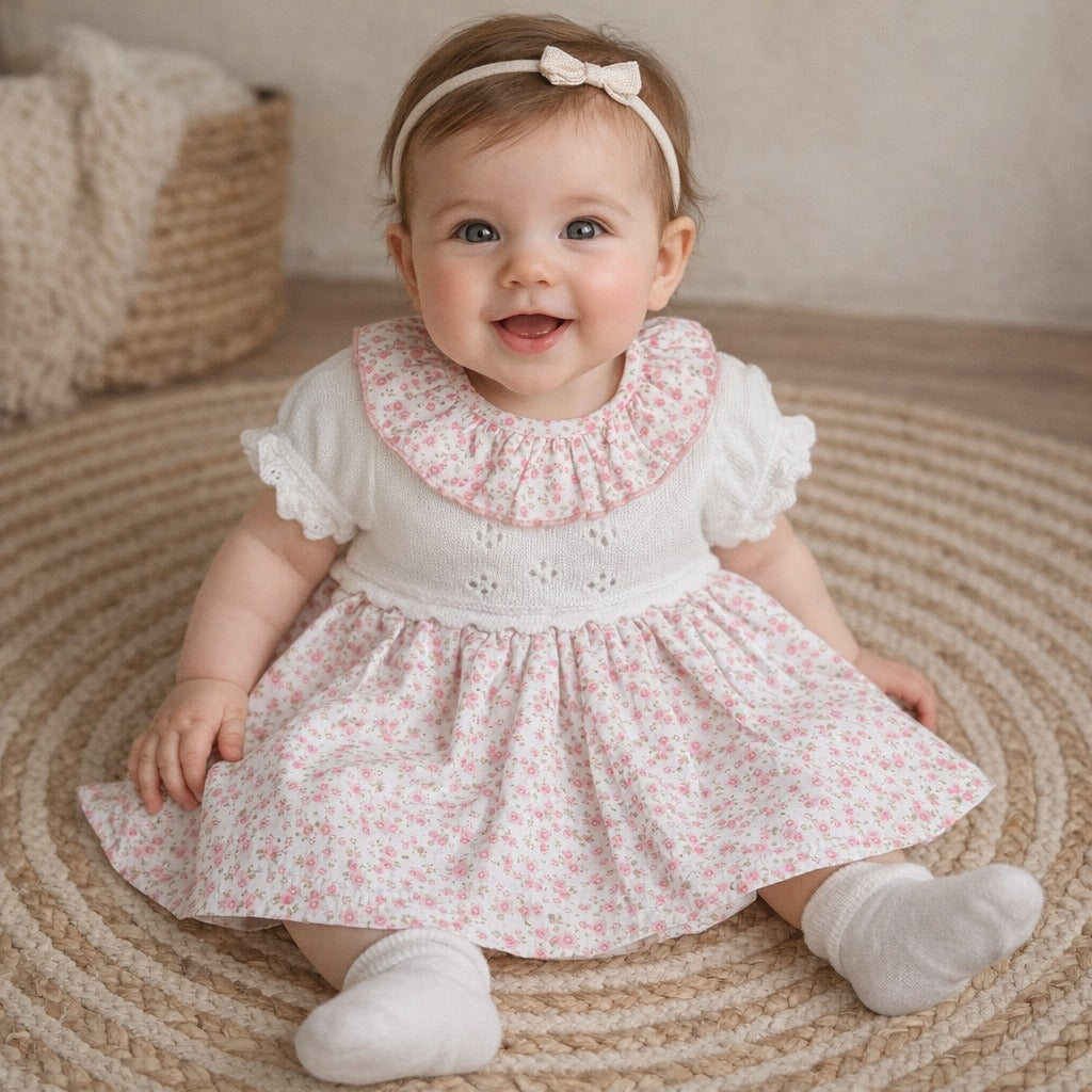 Vestido flores beige