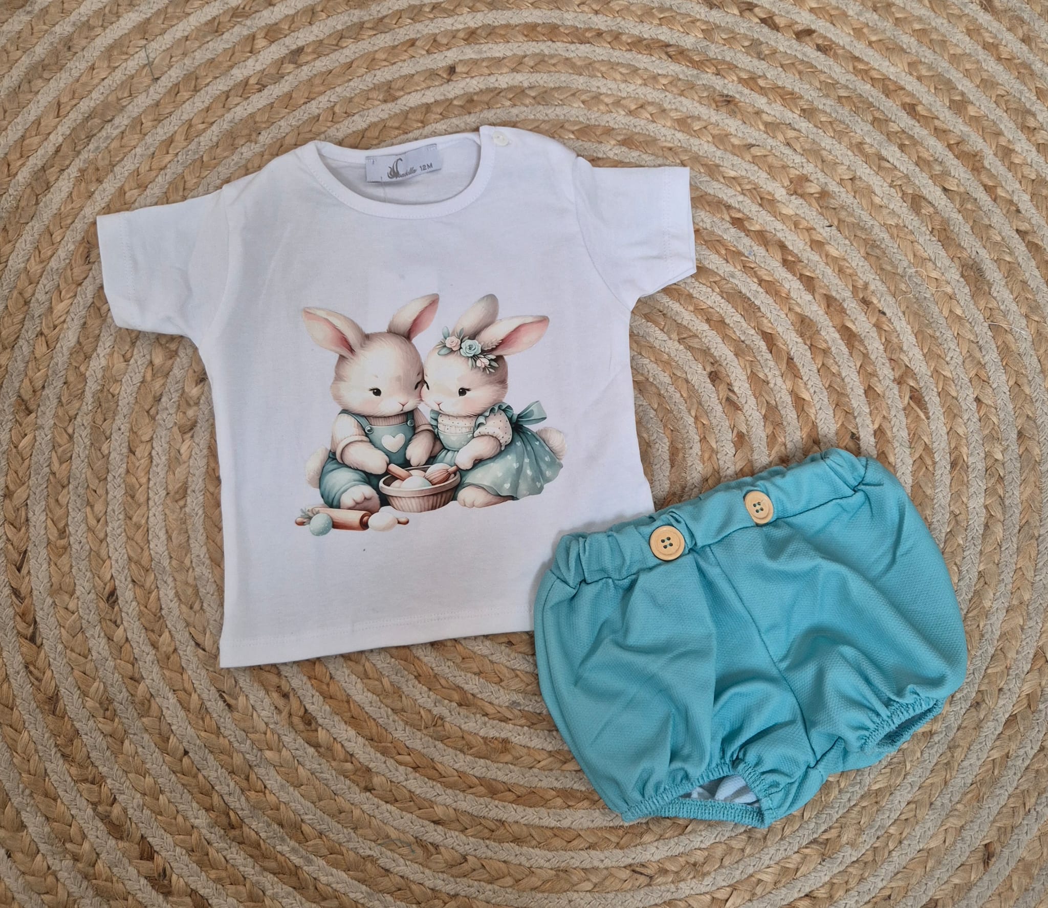 Conjunto conejos turquesa