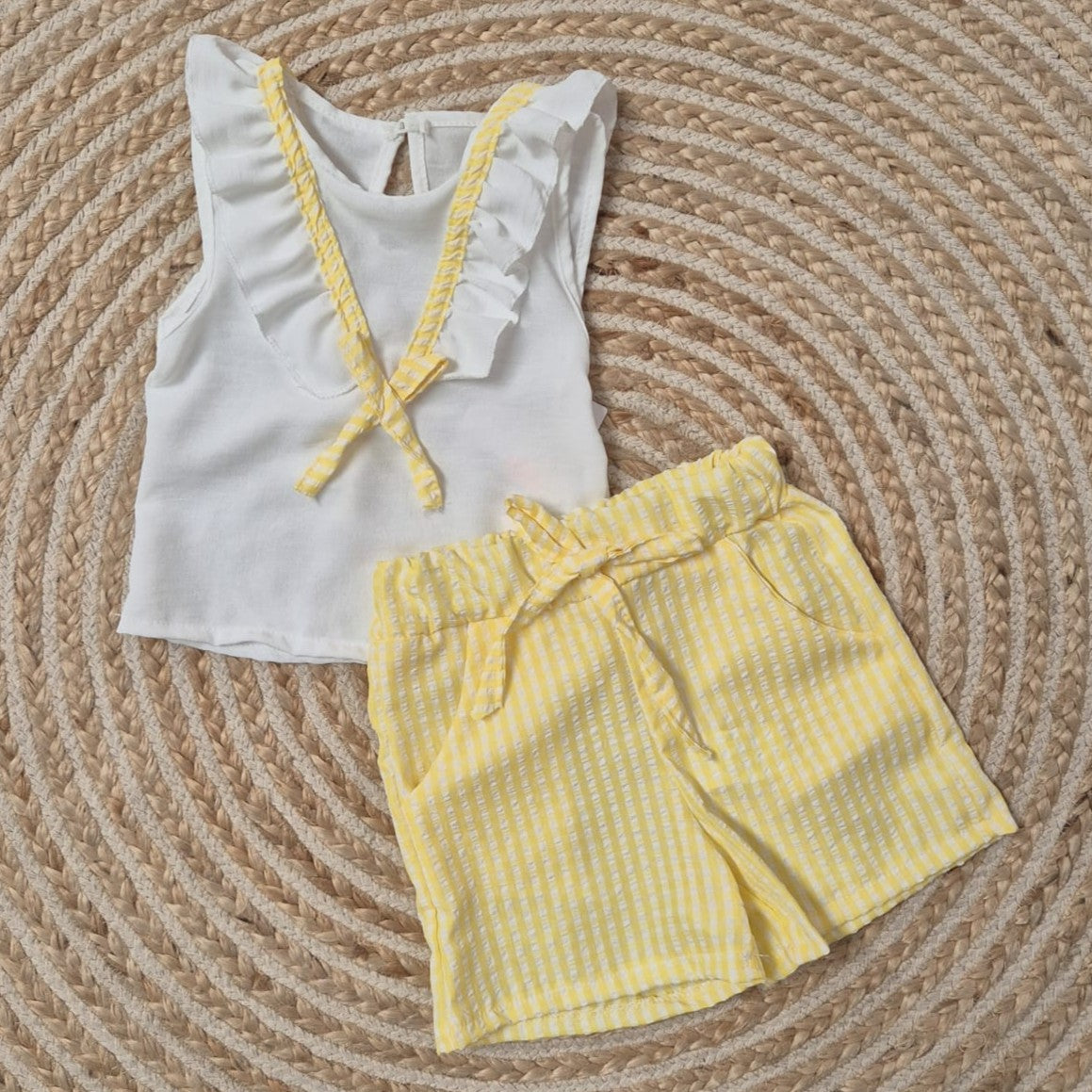 Conjunto lazo vichy amarillo