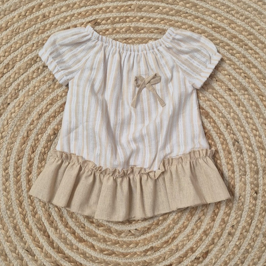 Vestido combi beige