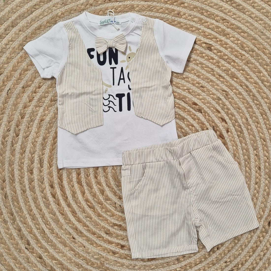 Conjunto chaleco beige