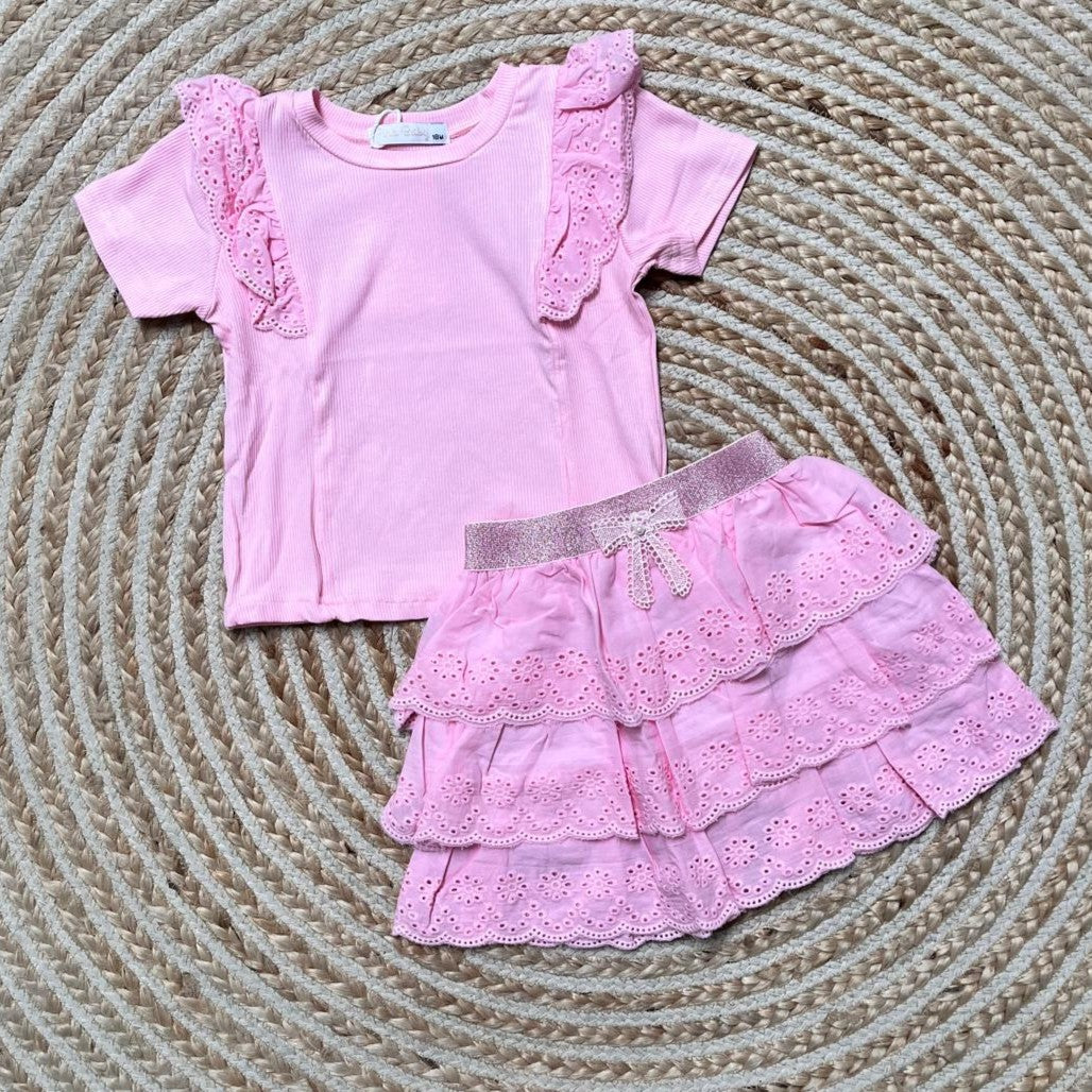 Conjunto puntilla rosa
