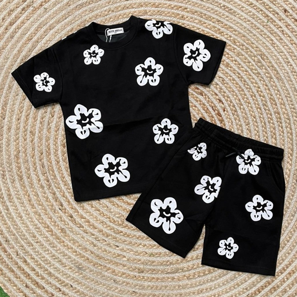 Conjunto flores negro