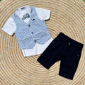 Conjunto traje rayas azul claro