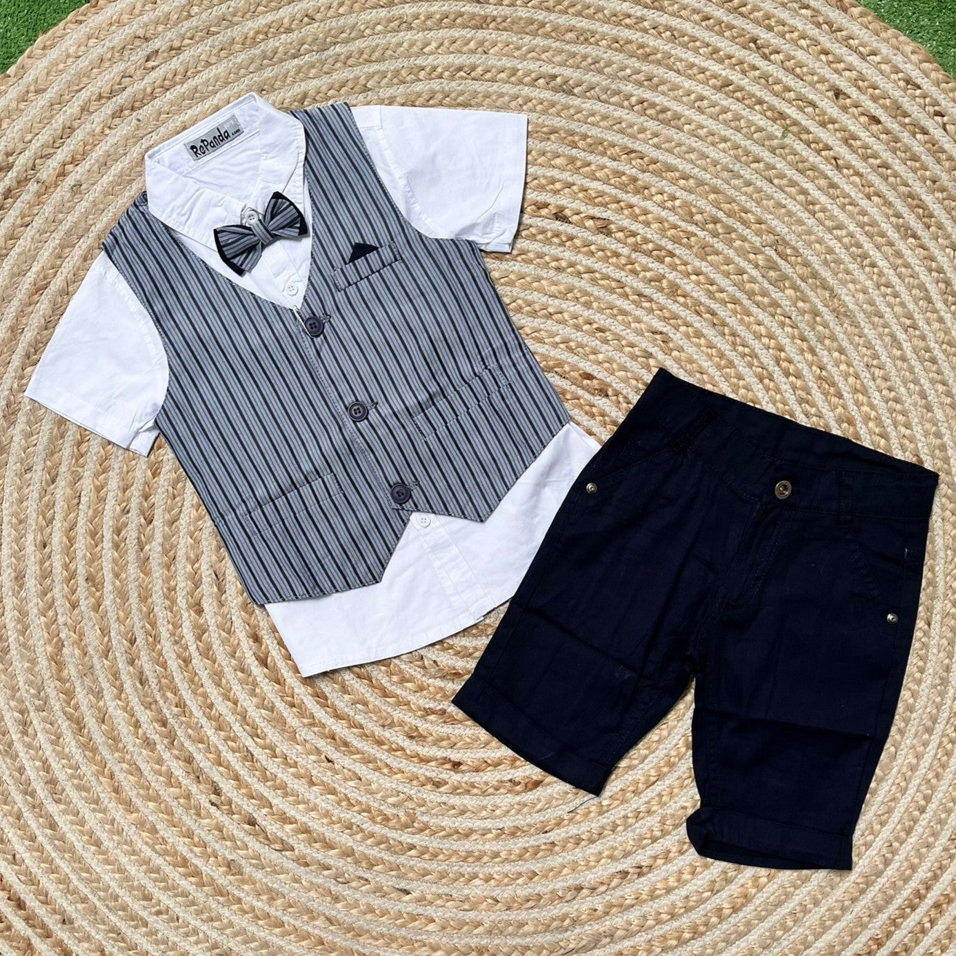 Conjunto traje rayas marino