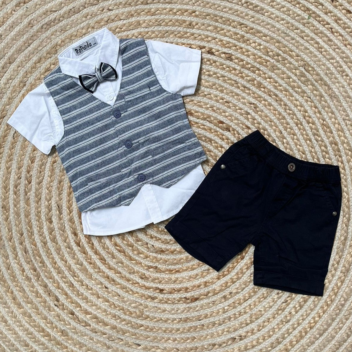 Conjunto traje rayas azul