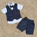 Conjunto traje jaspeado marino