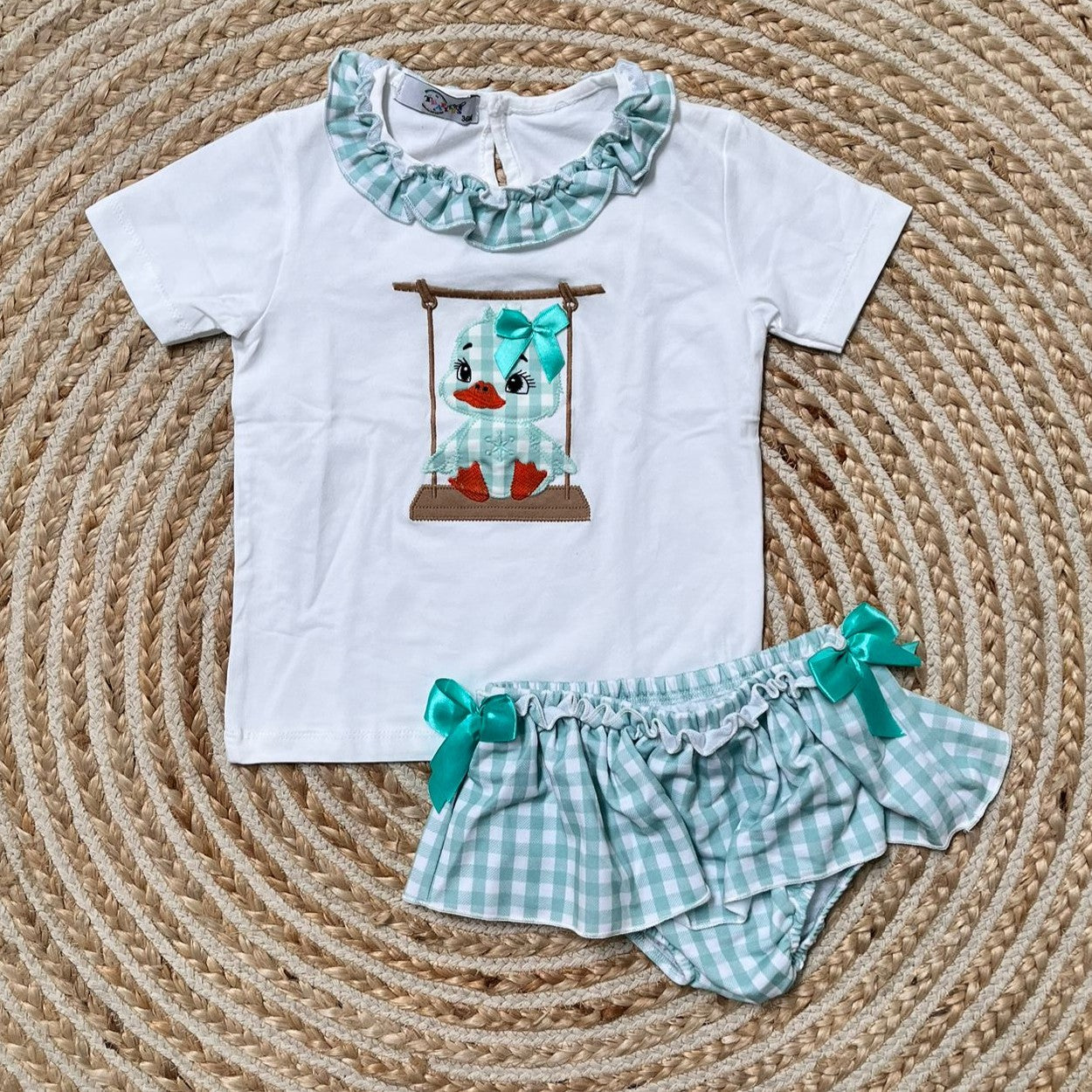 Conjunto patito vichy verde