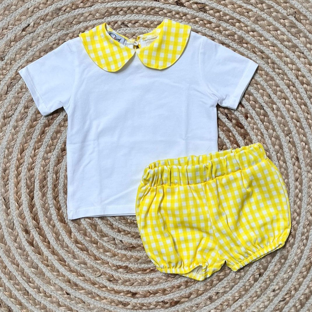 Conjunto cuello vichy amarillo