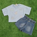 Conjunto brillo corazon azul