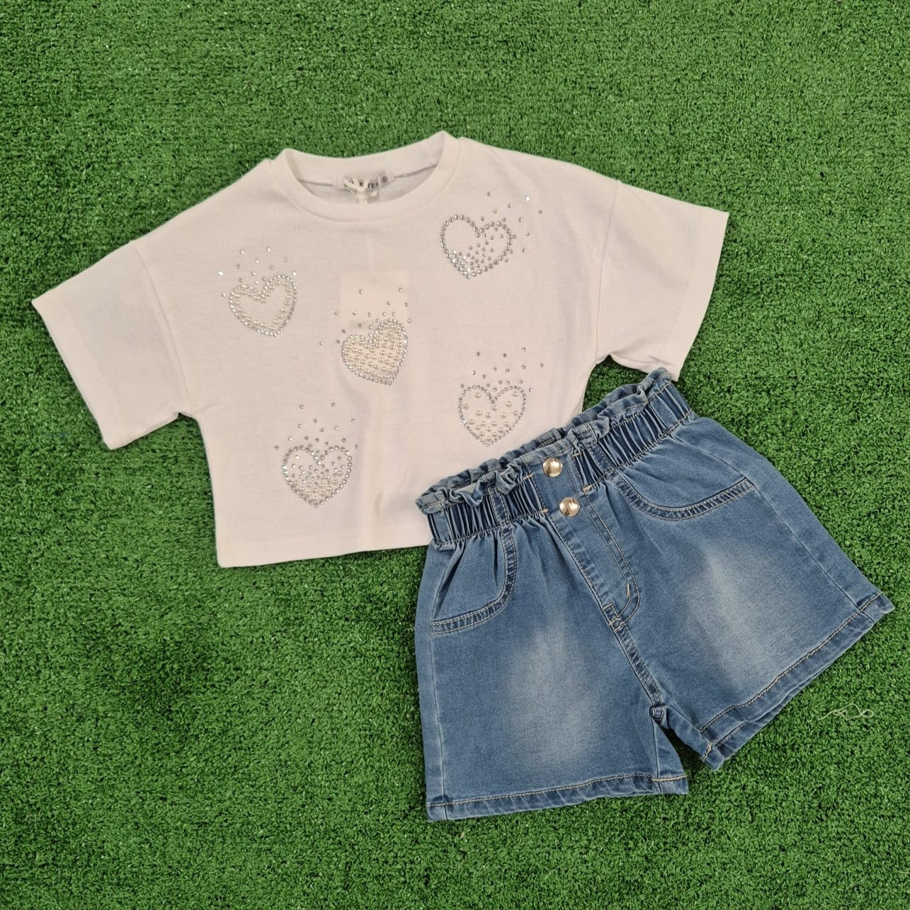 Conjunto brillo corazon blanco