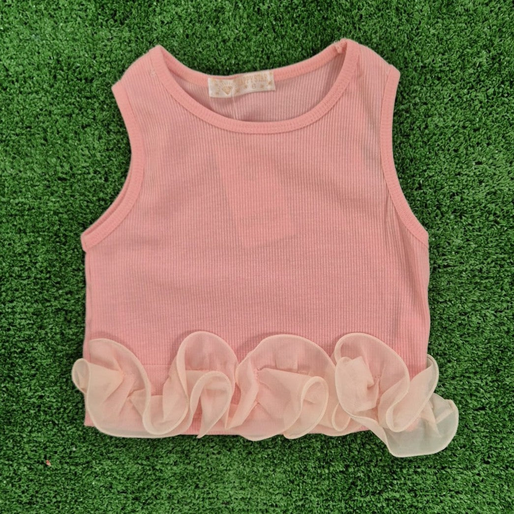 Camiseta volante rosa