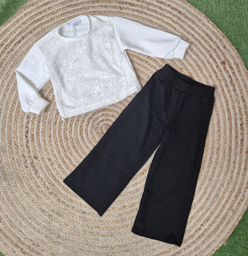 Conjunto lentejuela blanco