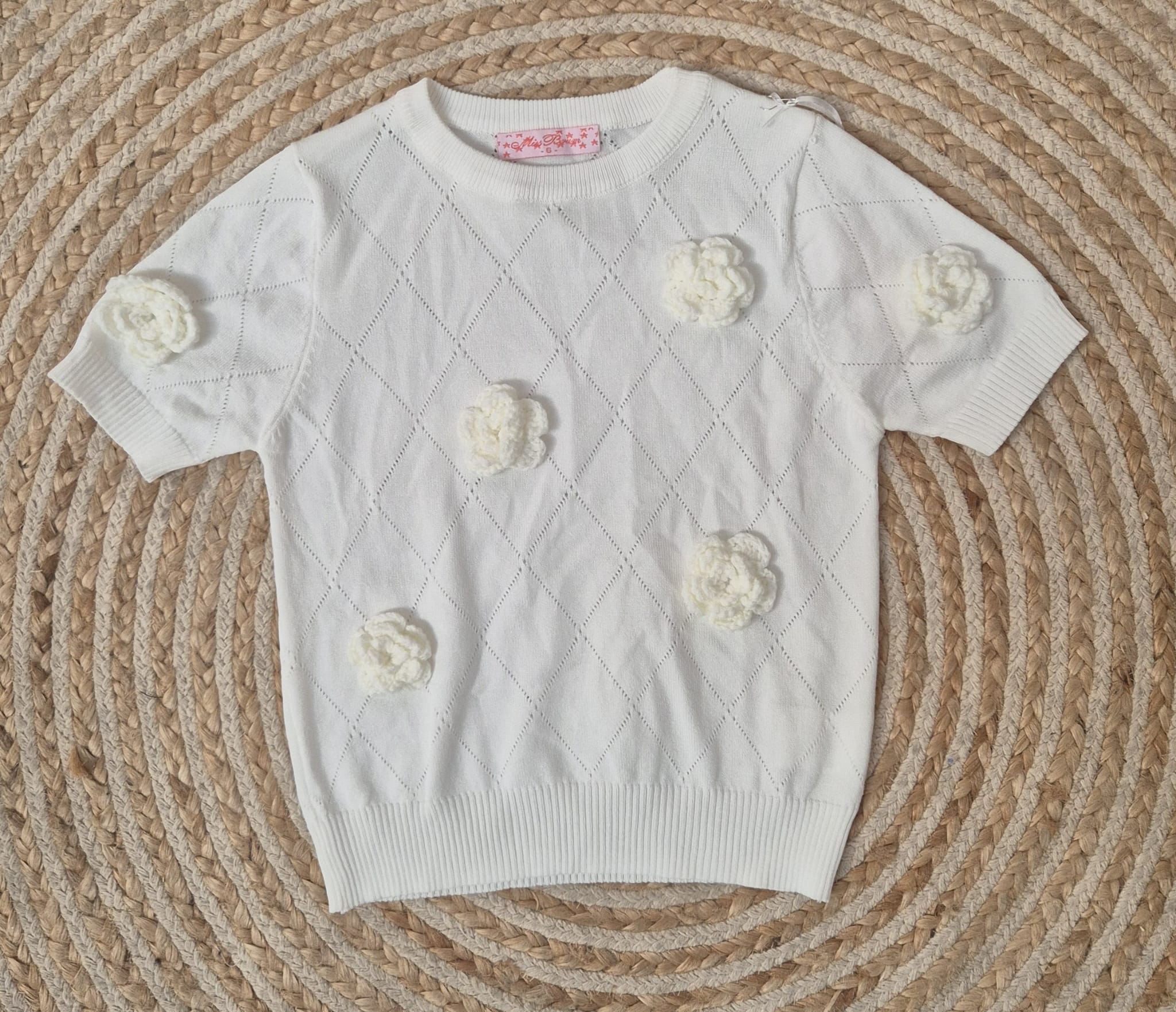 Camiseta Flores Hilo Blanca