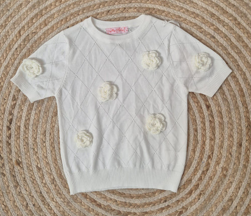 Camiseta Flores Hilo Blanca