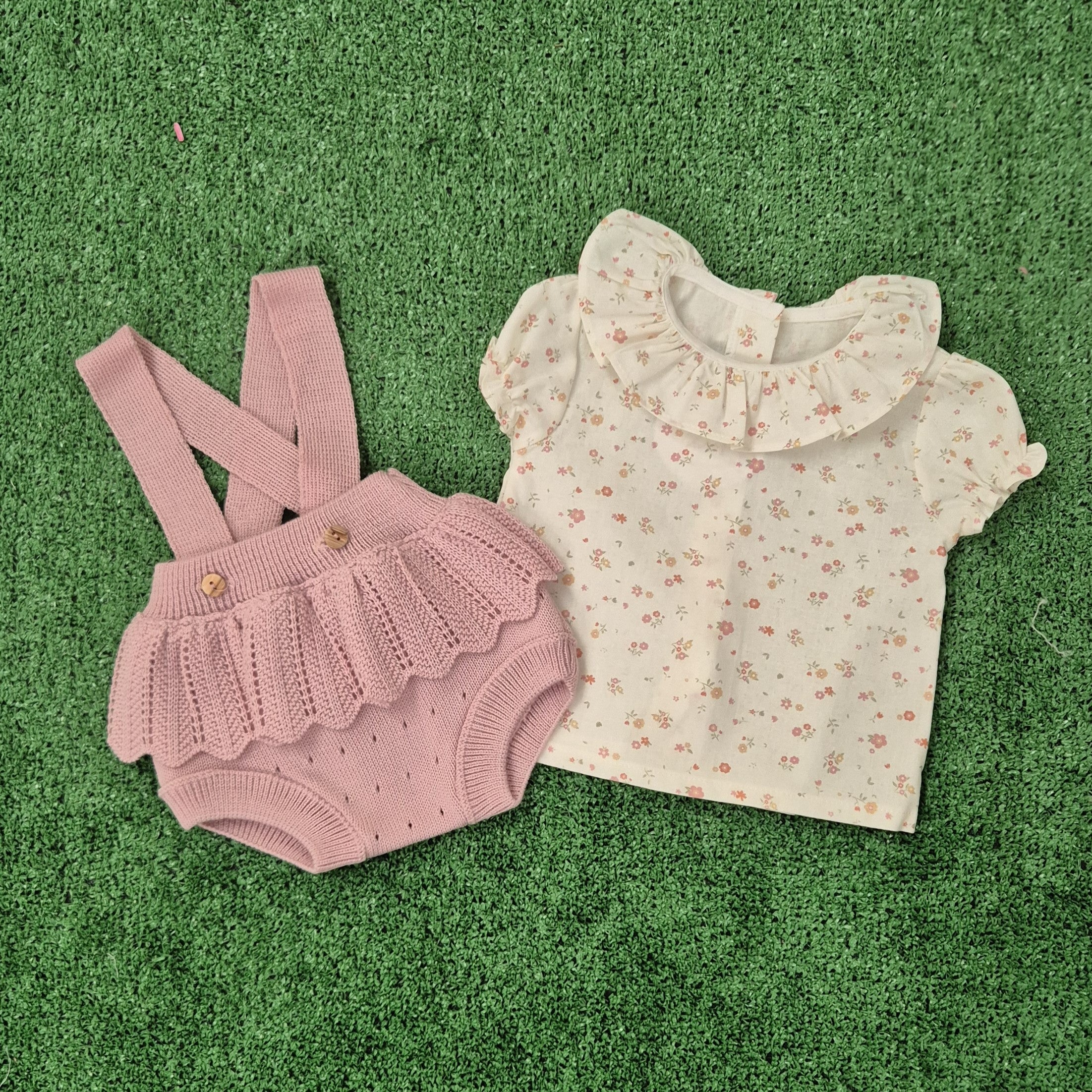 Conjunto Hilo flores rosa