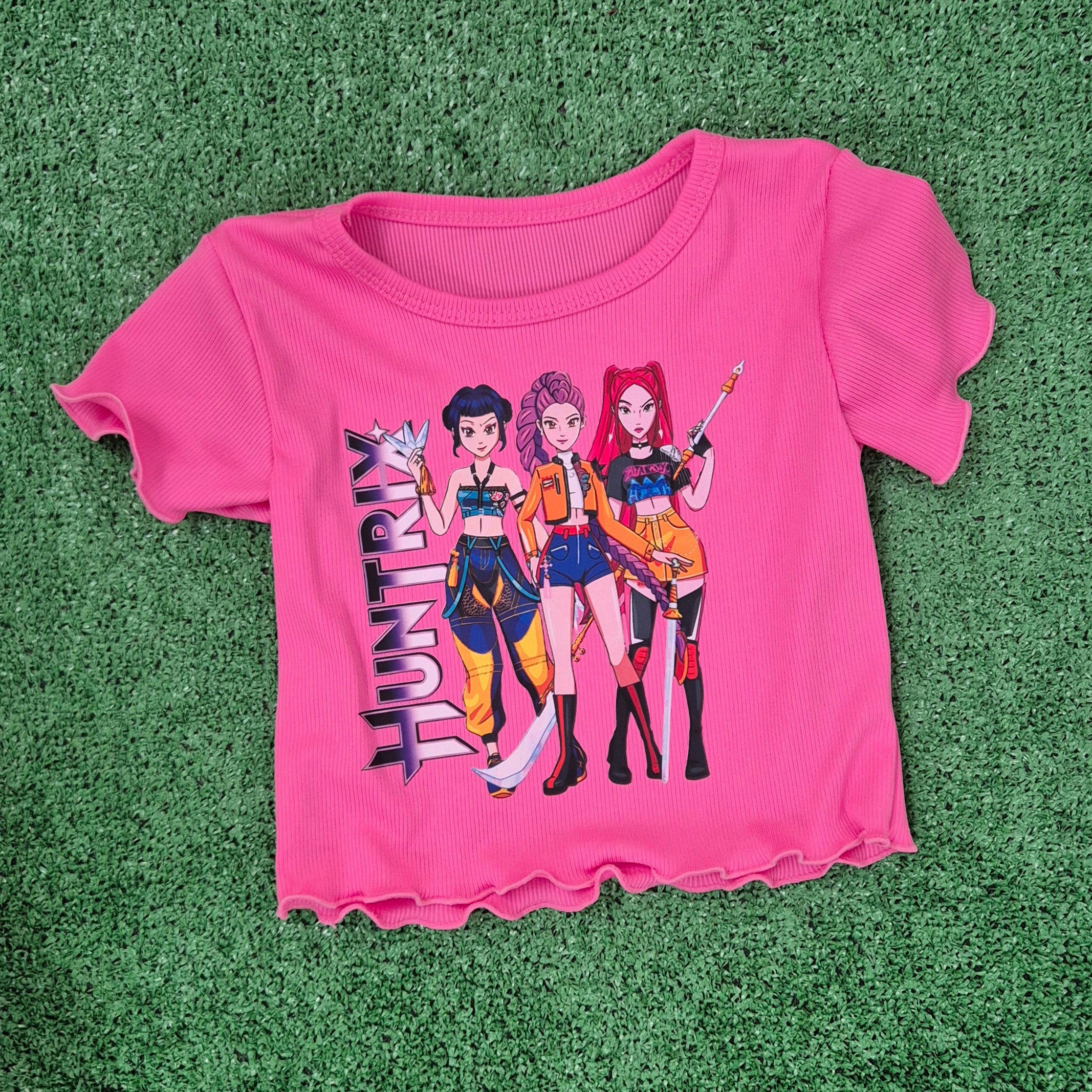 Camiseta Huntrix canalé fucsia